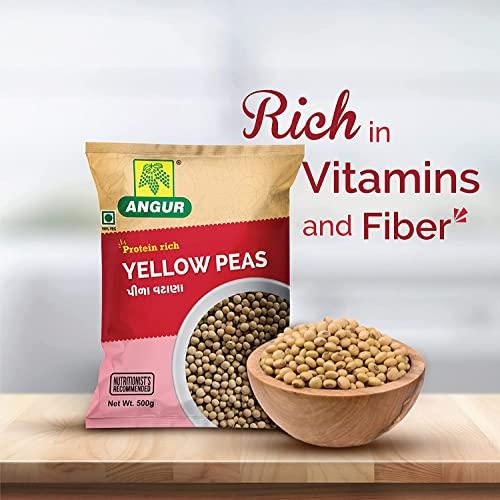 ANGUR Angur Yellow Peas 500g | Pack of 2 | Peele matar, Matar Dal - 1Kg