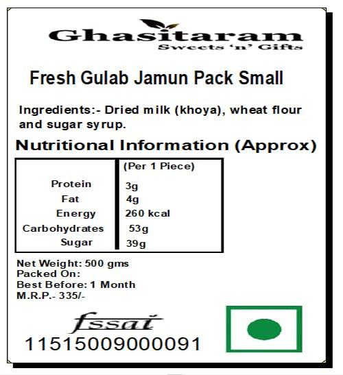Ghasitaram Gifts Ghasitaram Gifts Fresh Gulab Jamun Pack Small |Gift for Diwali,Holi,Rakhi,Valentine,Christmas,Birthday,Anniversary,Gift for Her,Him,Mothers Day,Fathers Day|