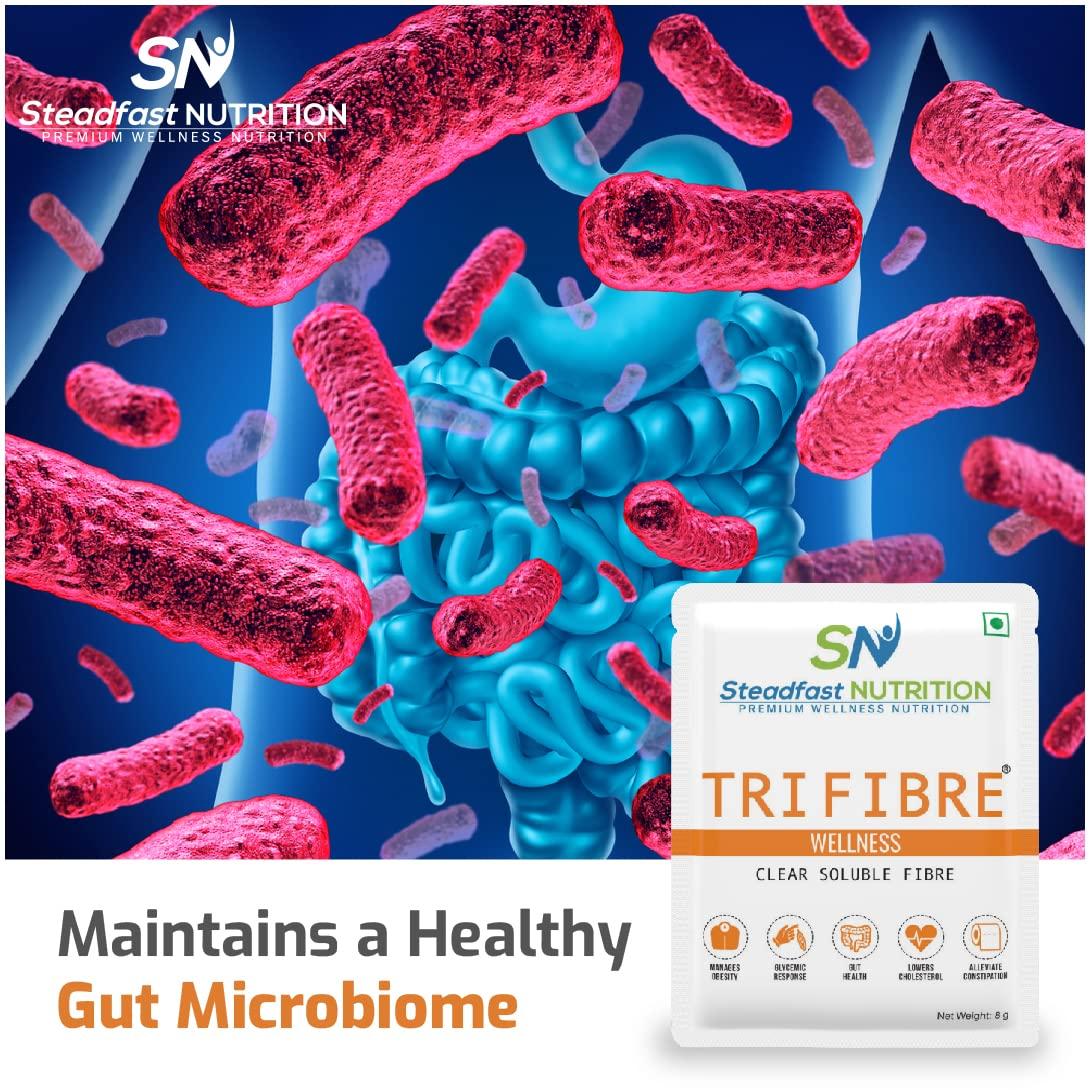 Steadfast Nutrition Steadfast Nutrition Tri Fibre | Clear Soluble Fiber Supplement for Healthy Gut & constipation relief | Gluten Free | Prebiotics | Unflavoured | 240g (Pack of 30 Sachets)