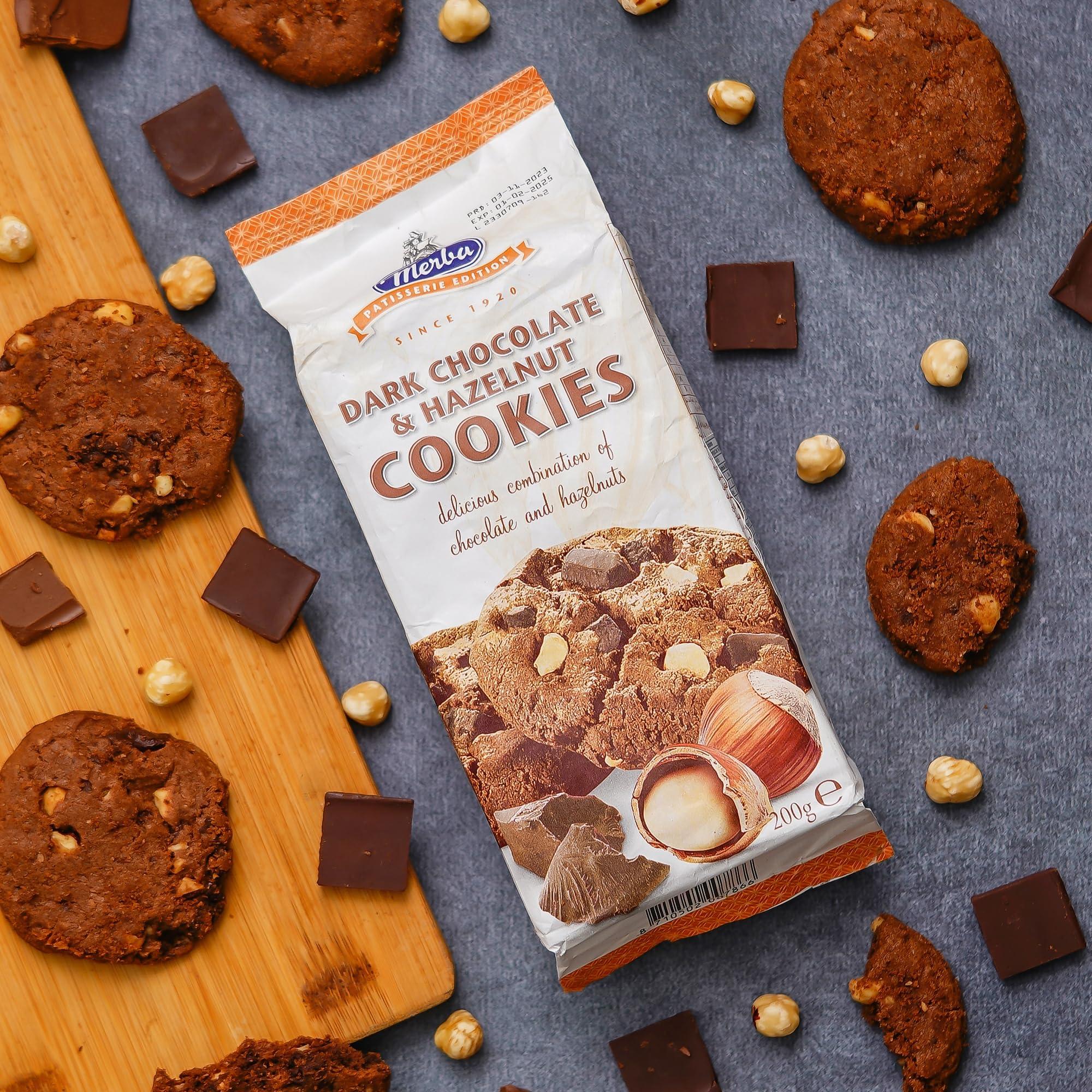 Merba Merba Patisserie Dark Chocolate and Hazelnut Cookies 200g