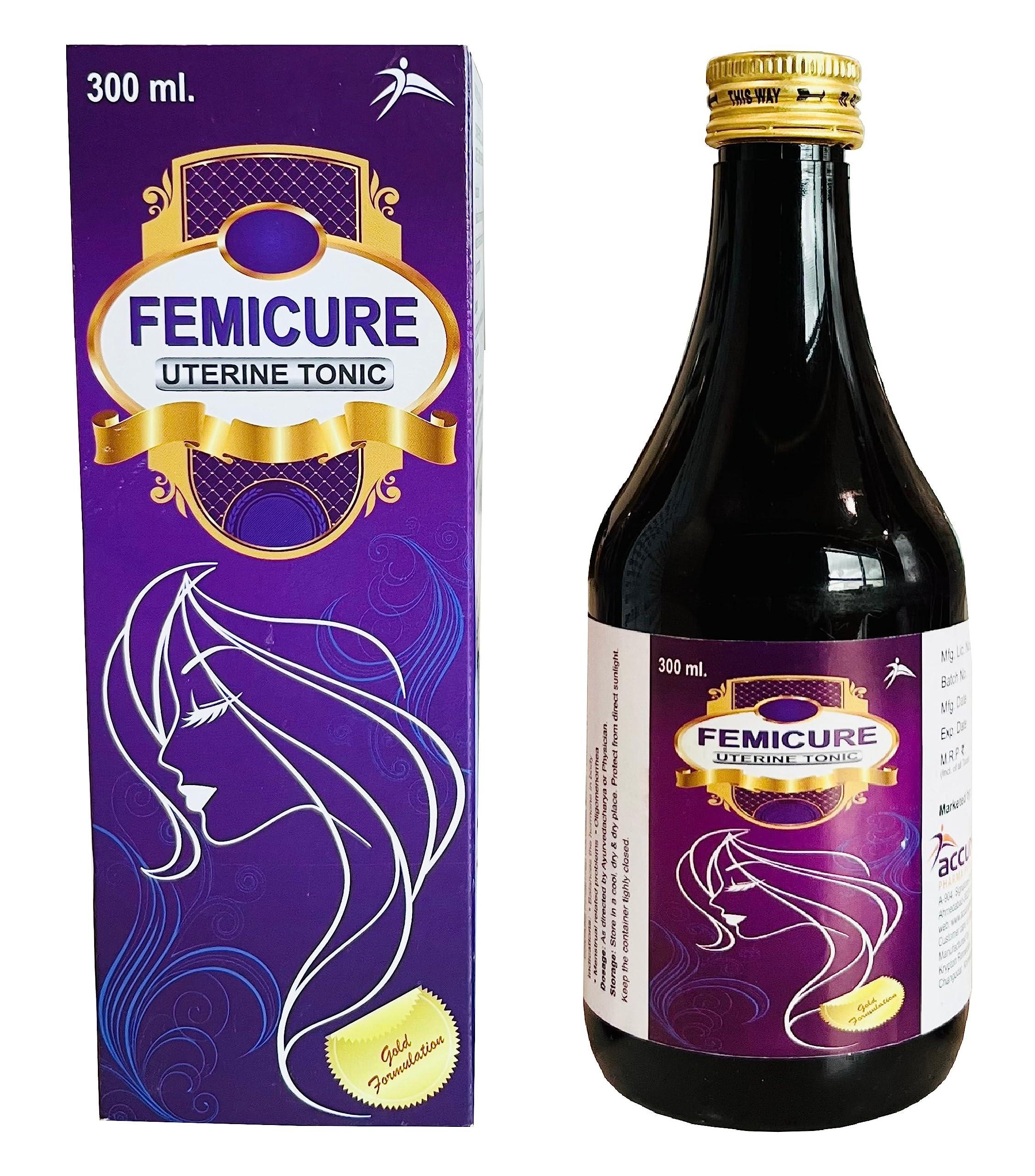 Accure Pharma Pvt Ltd Femicure | Ayurvedic Syrup for Women| General Wellness, Menstrual discomfort or delay, PCOD, PCOS, Hormonal Imbalance in women| 300 ml | Accure Pharma (BUY 2 AND GET 1 FOOT CREAM FREE WORTH Rs. 249)