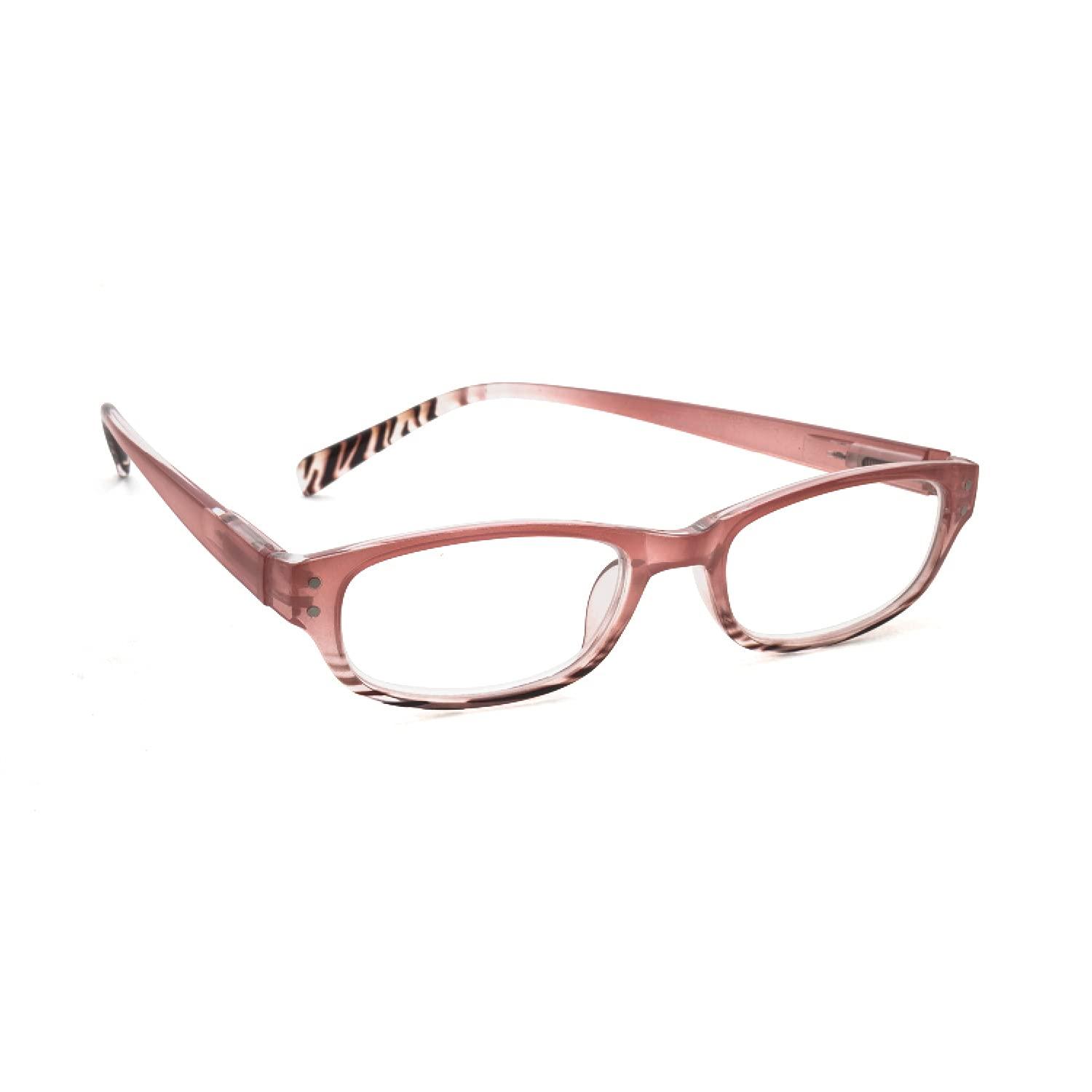 TIZIANO TIZIANO New Age Reading Glasses with Spring Hinge (Model: 175100 Light Pink +1.25 with Rectangular Eye shape)