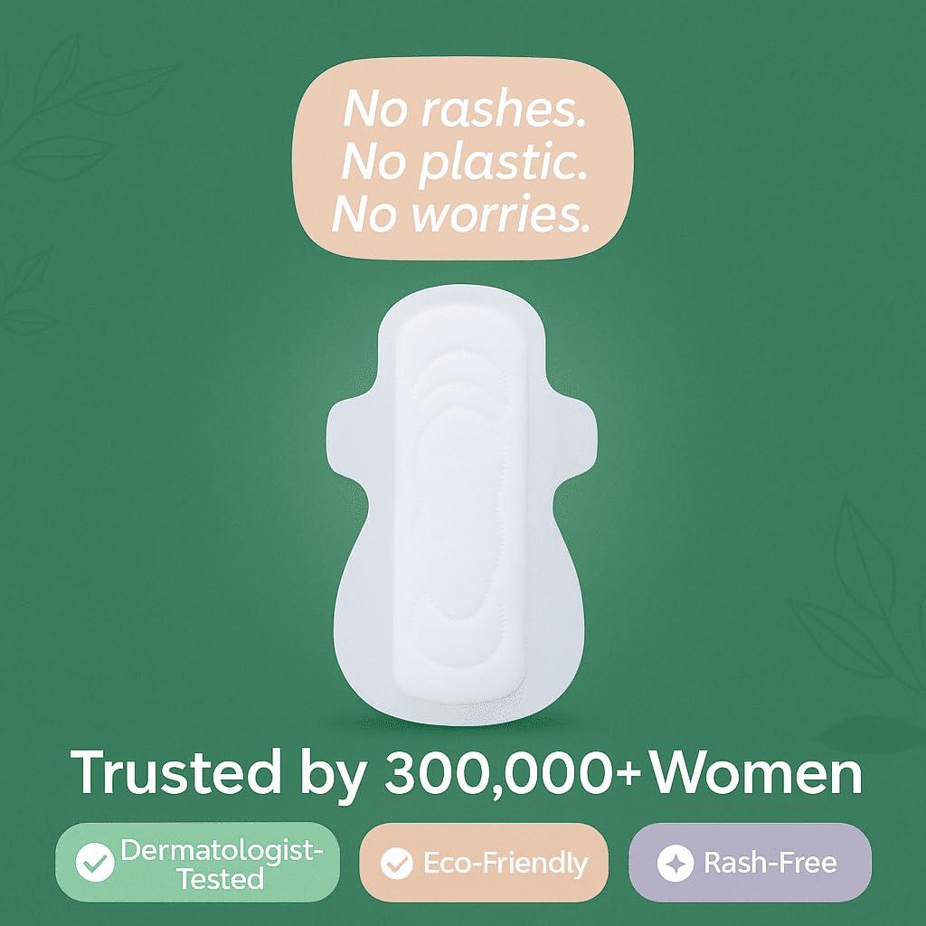 FabPad FabPad Organic Cotton Ultra Thin Rash Free Biodegradable Eco-Friendly Sanitary Pads Period Napkins with Disposable Cover (Medium Flow, Pack of 12)
