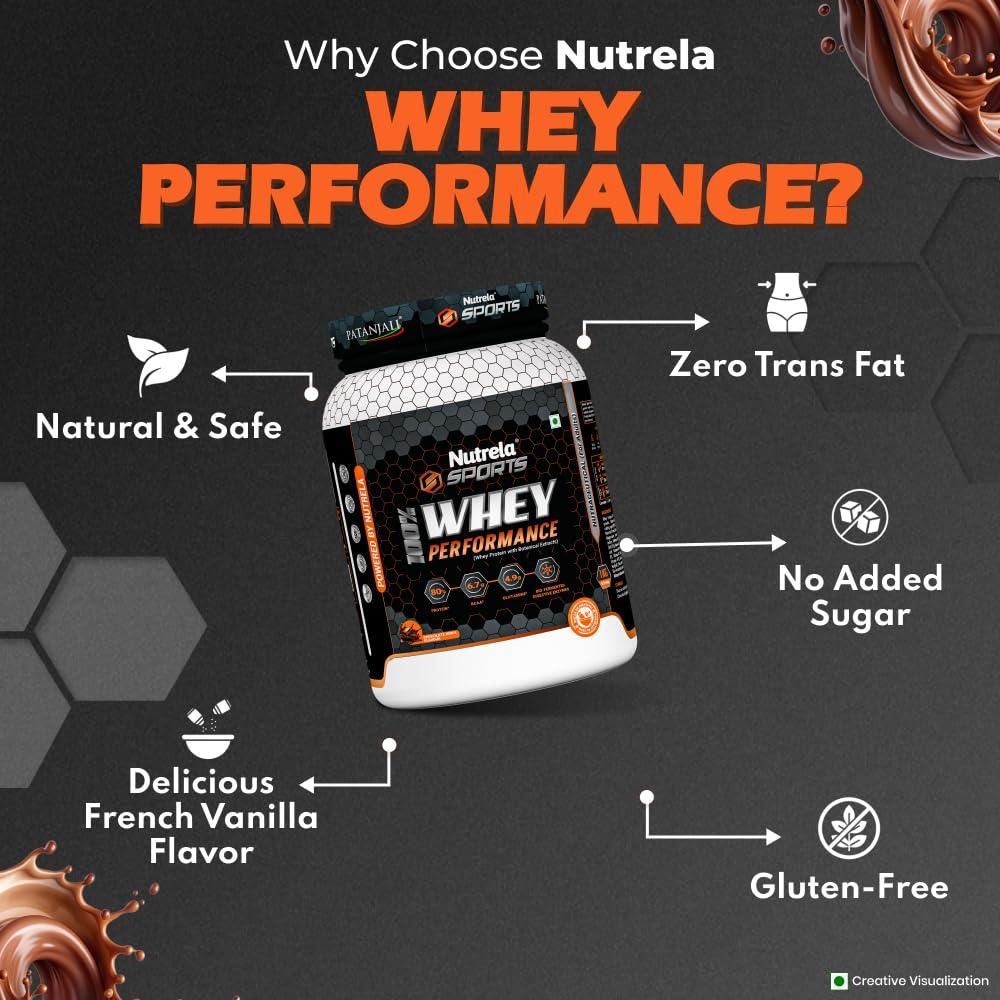 NUTRELA NUTRELA Sports Patanjali Premium 100% Whey Concentrate with Isolate Protein Powder | 80% Protein, 6.7g BCAA, 4.9g Glutamine | 1kg  Irish Chocolate Flavour