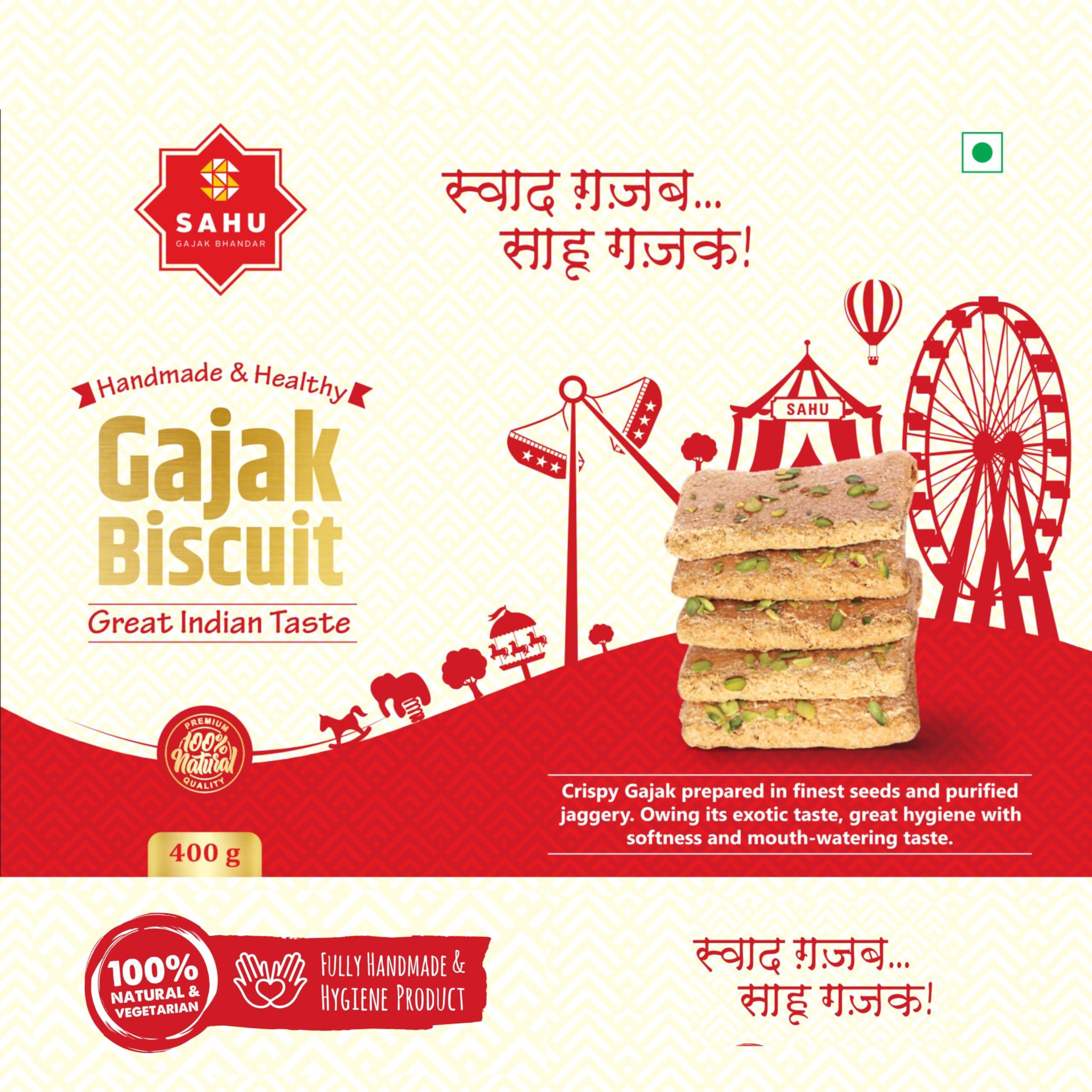 SAHU GAJAK BHANDAR SAHU GAJAK BHANDAR Khasta Gazak 400 Gm Gajjak | Sesame Chikki | Tilkut Sweets | Gachak | Gazzak | No Preservative And Liquid Glucose