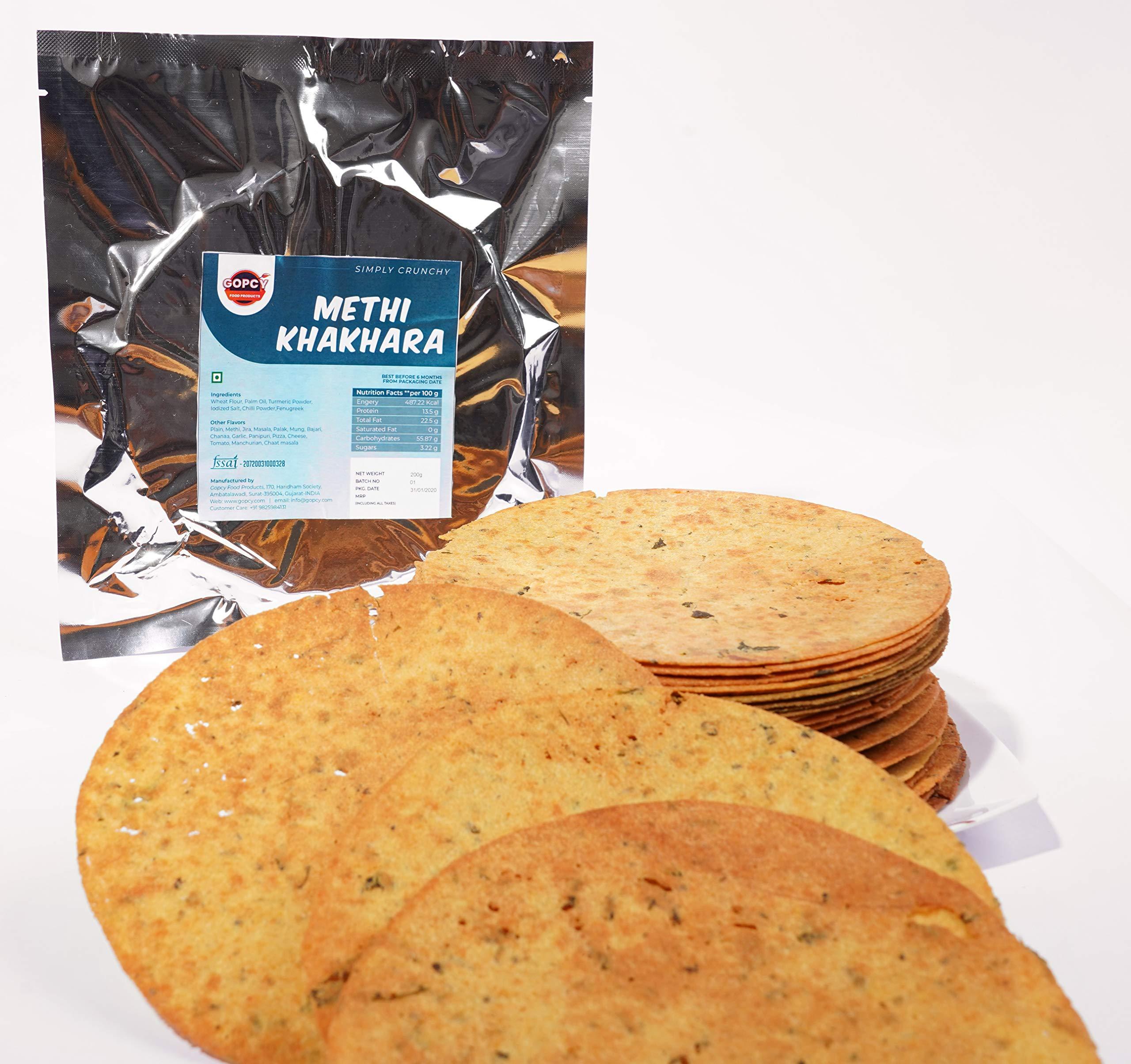Gopcy Gopcy Methi Khakhra Packets of 4(800 gm) - Healthy Gujarati Snacks