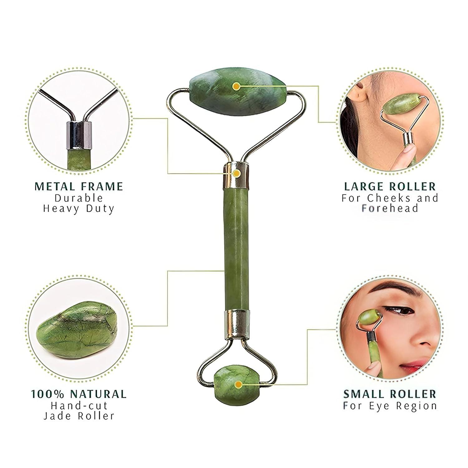 MAXDEAL ENTERPRISES Face massager for women face massager gua sha stone jade roller face lifting massager dimple maker for face face gua sha face yoga tools for women guasha stone for face massage (JADE-ROLLER-MASSAGER)