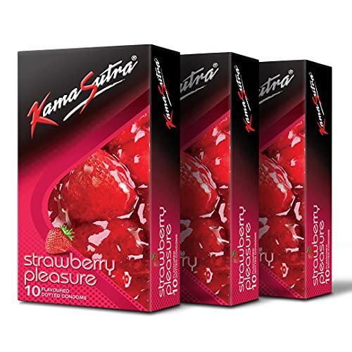 KamaSutra KamaSutra Strawberry Flavoured Condoms for Men 10 Count, Pack of 3
