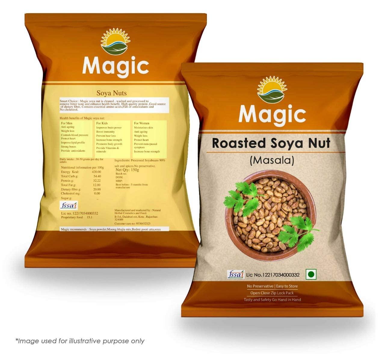 Magic Magic Roasted SOYA Bean Masala Nuts/Diet Snack Food/Roasted SOYA namkeen/No Preservative/Gluten Free /High Protein/Lactose Free/Non GMO Soyabean 200 g (Pack of 5)