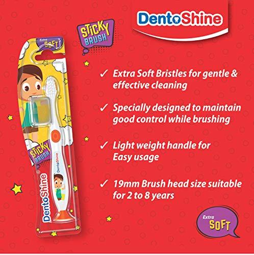 DentoShine DentoShine Oral Care Combo Ages 2+ (Sticky Toothbrush for Kids + Lollipop Tongue Cleaner + Flavored Toothpaste 80 g x 2) (Mango & Strawberry)