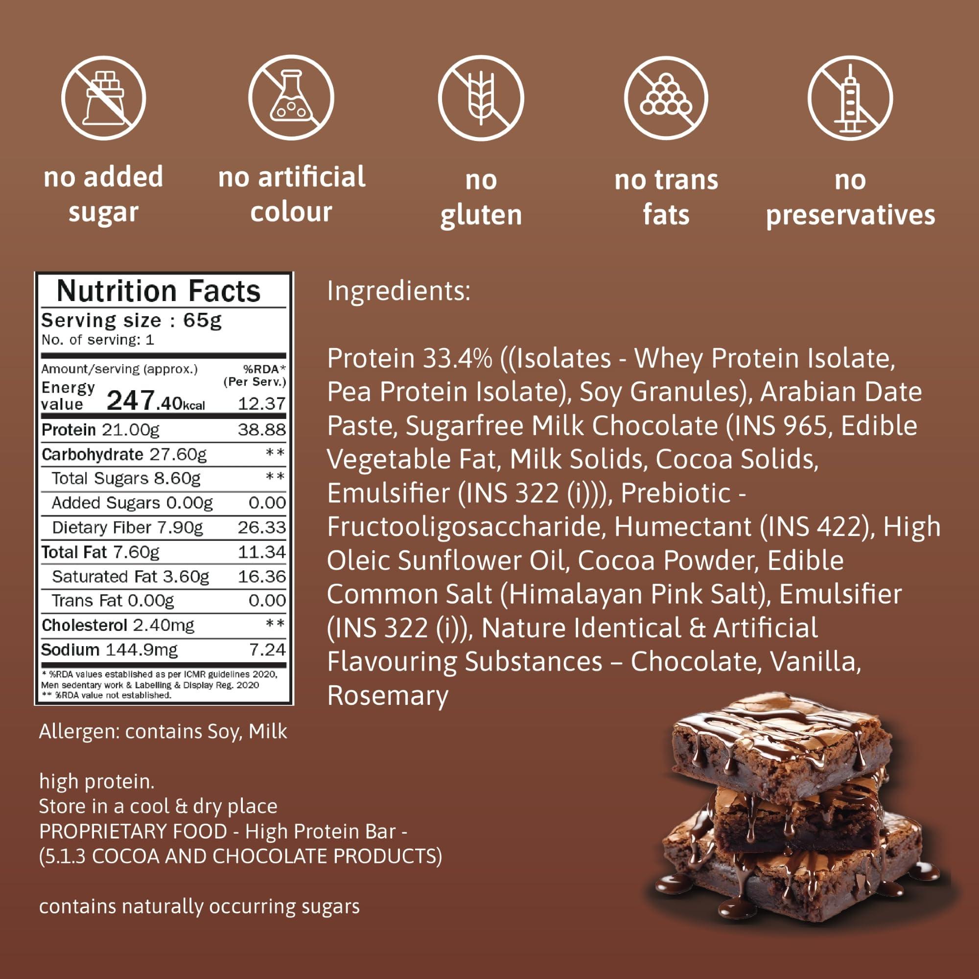 Phab Phab Assorted (Chocolate Brownie, Mocha Nut Fudge, Strawberries & Greek Yogurt) 21G Protein Bars (Pack Of 6), Fitness & Immunity With Goodness Of Dates-390 Gram