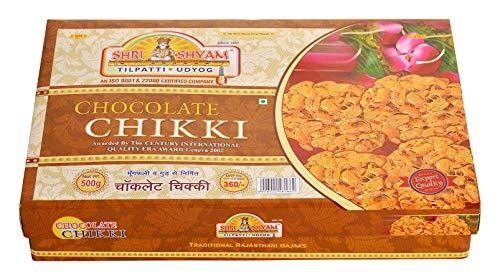 SHREE SHYAM Shree Shyam choclate chikki Premium Crispy and Flaky Biscuit Chocolate and Peanut Gajak (Chikki) Special Gajak Made of Jaggery and Peanut | Peanut Chikki and Gajak Chocolate| Winter and Diwali Indian Sweets - 500 gm