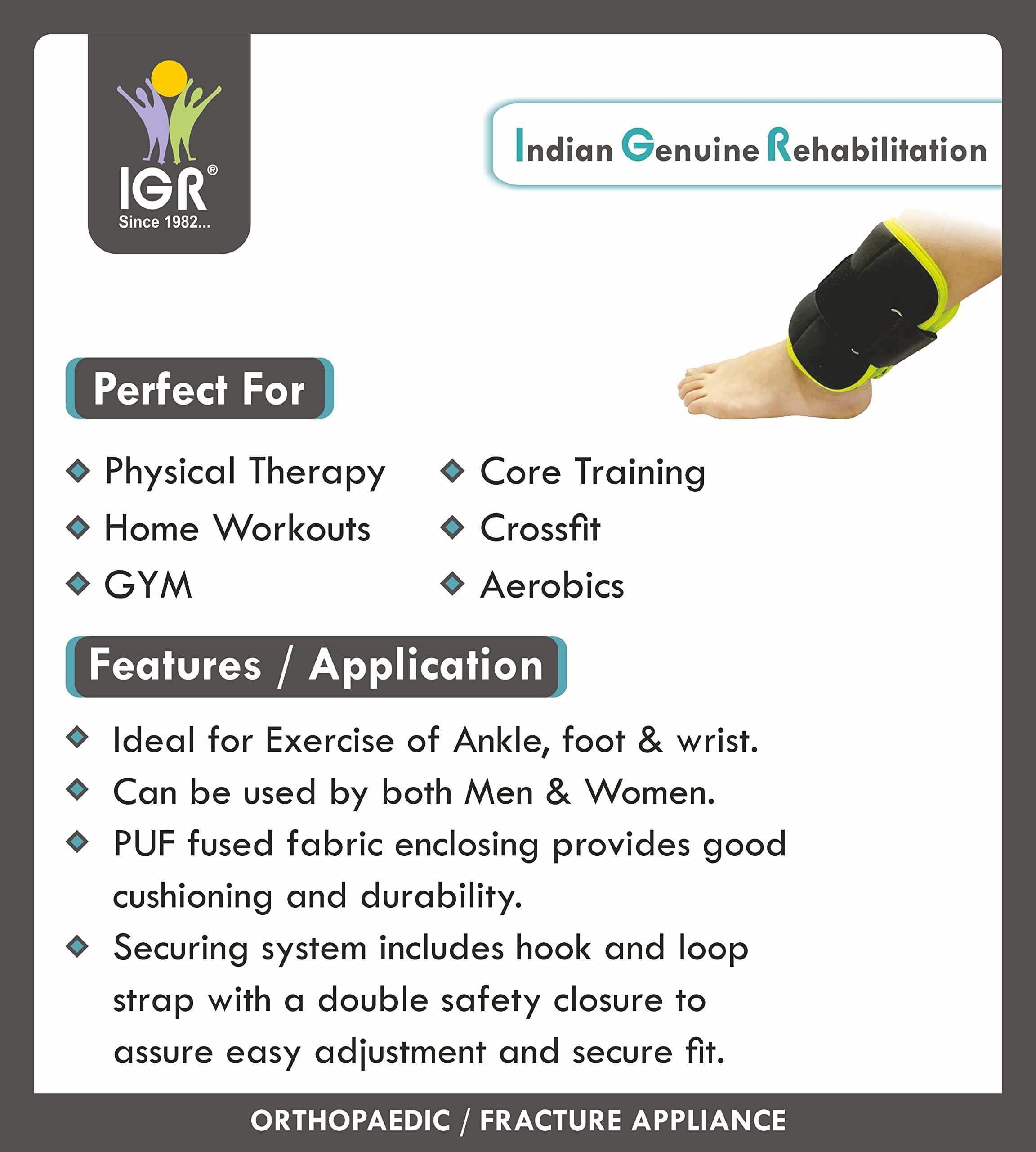 Dr Aedass IGR WEIGHT CUFF 3KG X 1 Pc. Adjustable STRAPS | Wrist - Ankle Weight Band | Physiotherapy Wrist | Ankle | Jogging | Cycling | Aerobics | Toning | Cardio | Glutes | Squat with Leg Lift | Supermens - Weighted Arm Circles | Rehabilitation | Men & Women