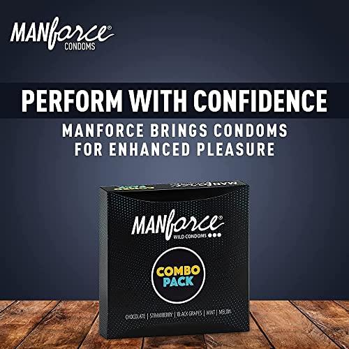 Manforce Manforce Combo, Lubricated Flavoured Condoms for Men | 20 pcs | Chocolate, Strawberry, Black Grapes, Melon & Mint | Indias No. 1* Condom Brand for Safe Sex