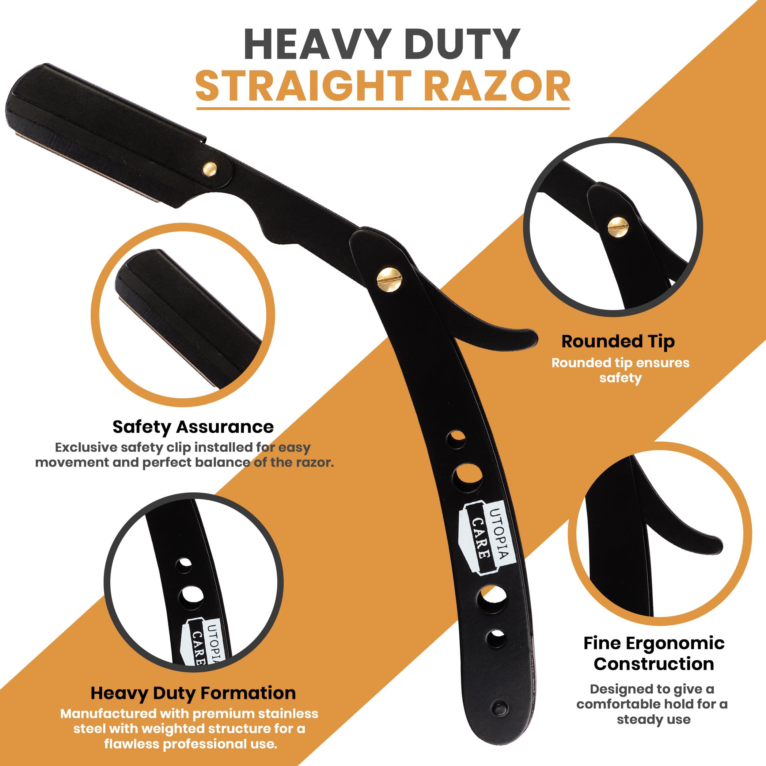 Utopia Care Utopia Care Professional Barber Straight Edge Razor Safety with 100-Pack Lord Blades - 100 Percent Stainless Steel