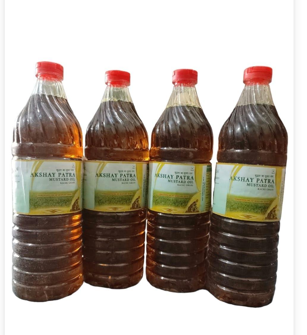 AKSHAY PATRA AKSHAY PATRA 100% PURE & NATURAL COLD PRESSED KACHHI GHANI MUSTORD OIL 4 BOTTLES OF 1 LITER