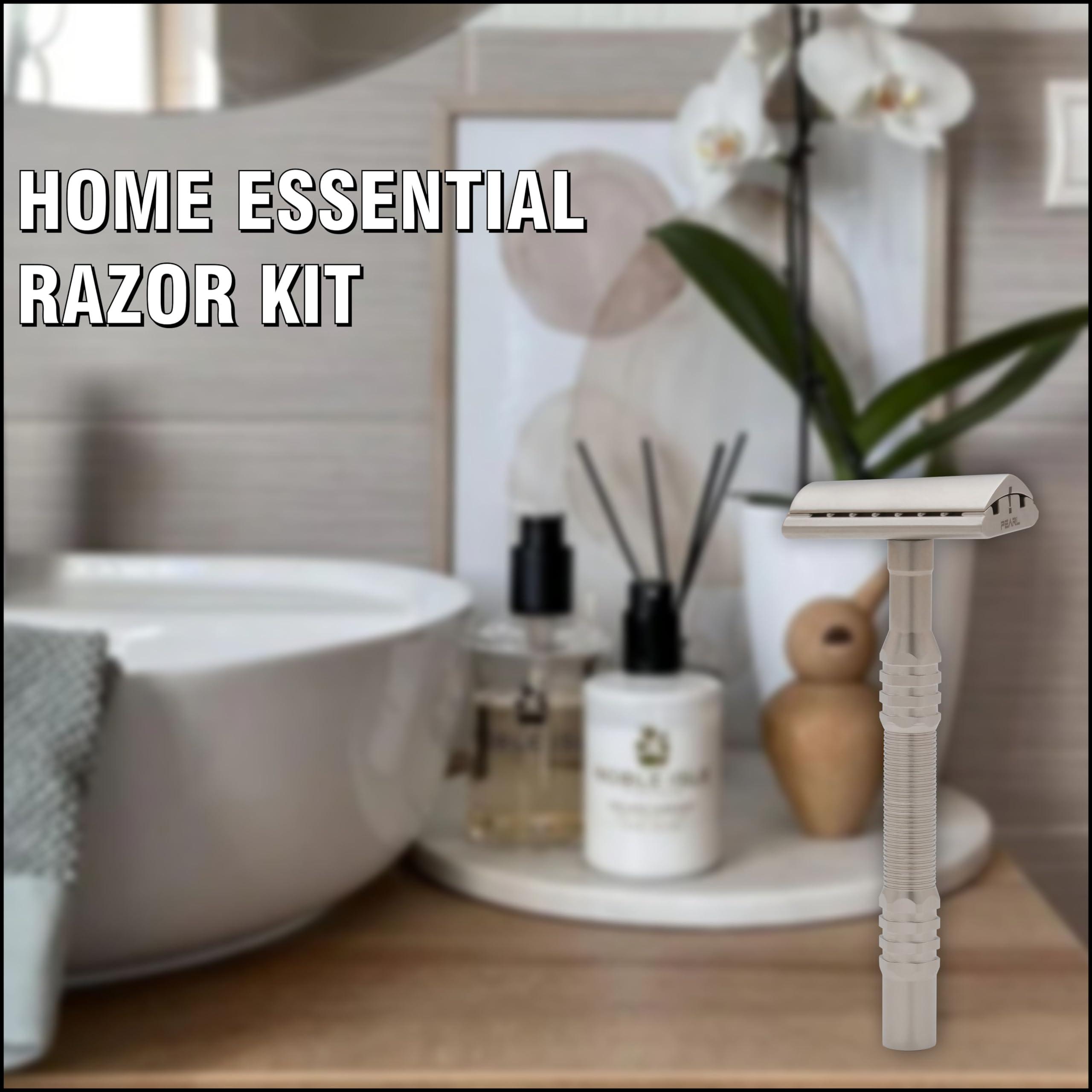 PEARL Premium Pearl Shaving Double Edge Safety Razor for Men- Semi Slant Stainless Steel | Efficient & Gentle Shave for Thick, Wiry Hair Sensitive Skin | L-65 Semi Slant DE Razor | Republic Day Deal