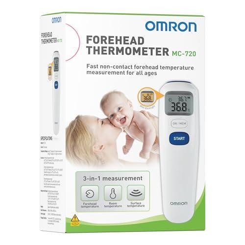 Omron Omron MC 720 Non Contact Digital Infrared Forehead Thermometer With 1 Second Quick Measurement, 3 in 1 Measurement Mode, Auto On/off & Backlight, White, (MC-720_Omron _AW)