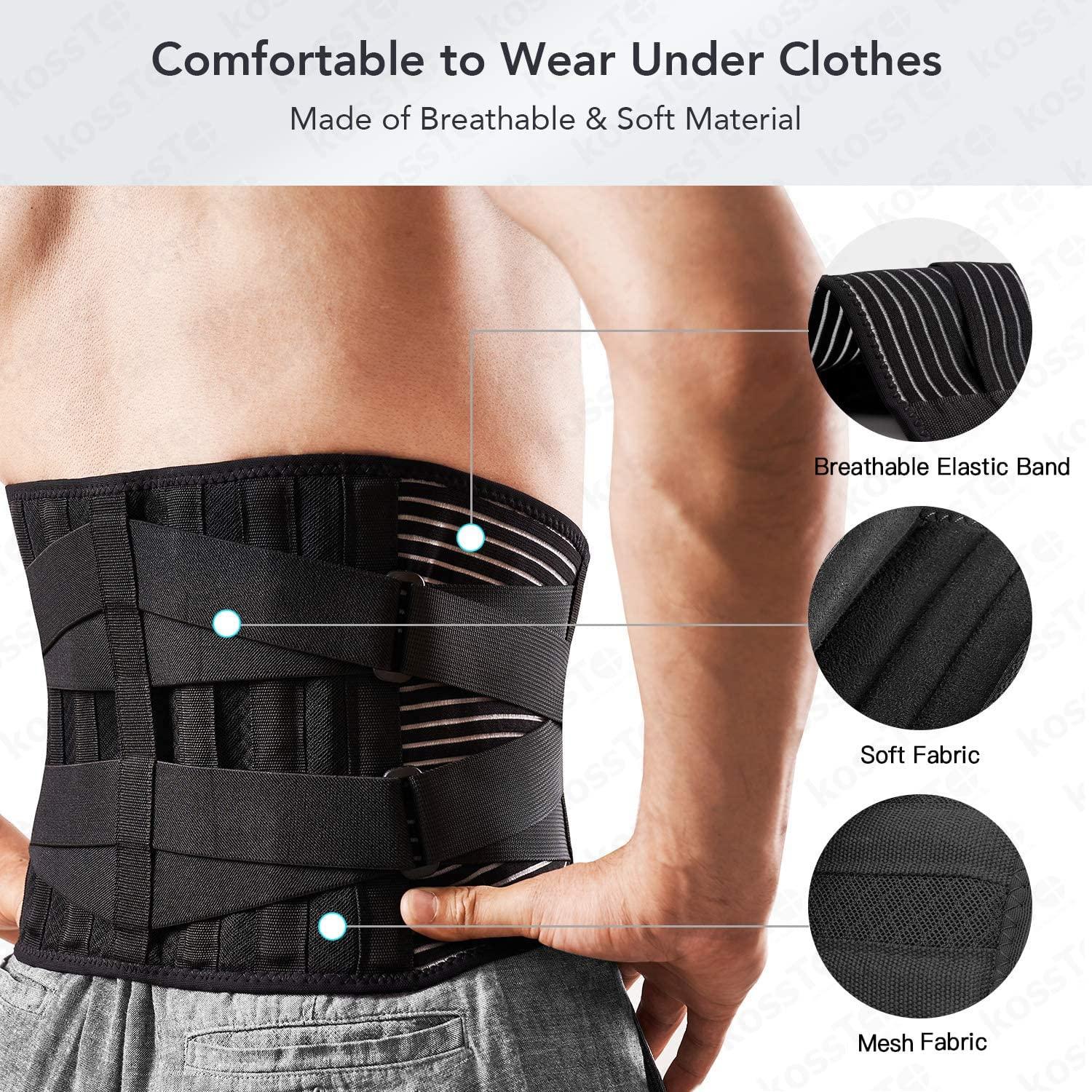 kossto kossto Lumber Sacral Belt for Lower Back Pain Relief LS belt with four Aluminium plates & Adjustable Back support for Men & Women Special Universal (Compatible Waist Size -XXL, XXXL)