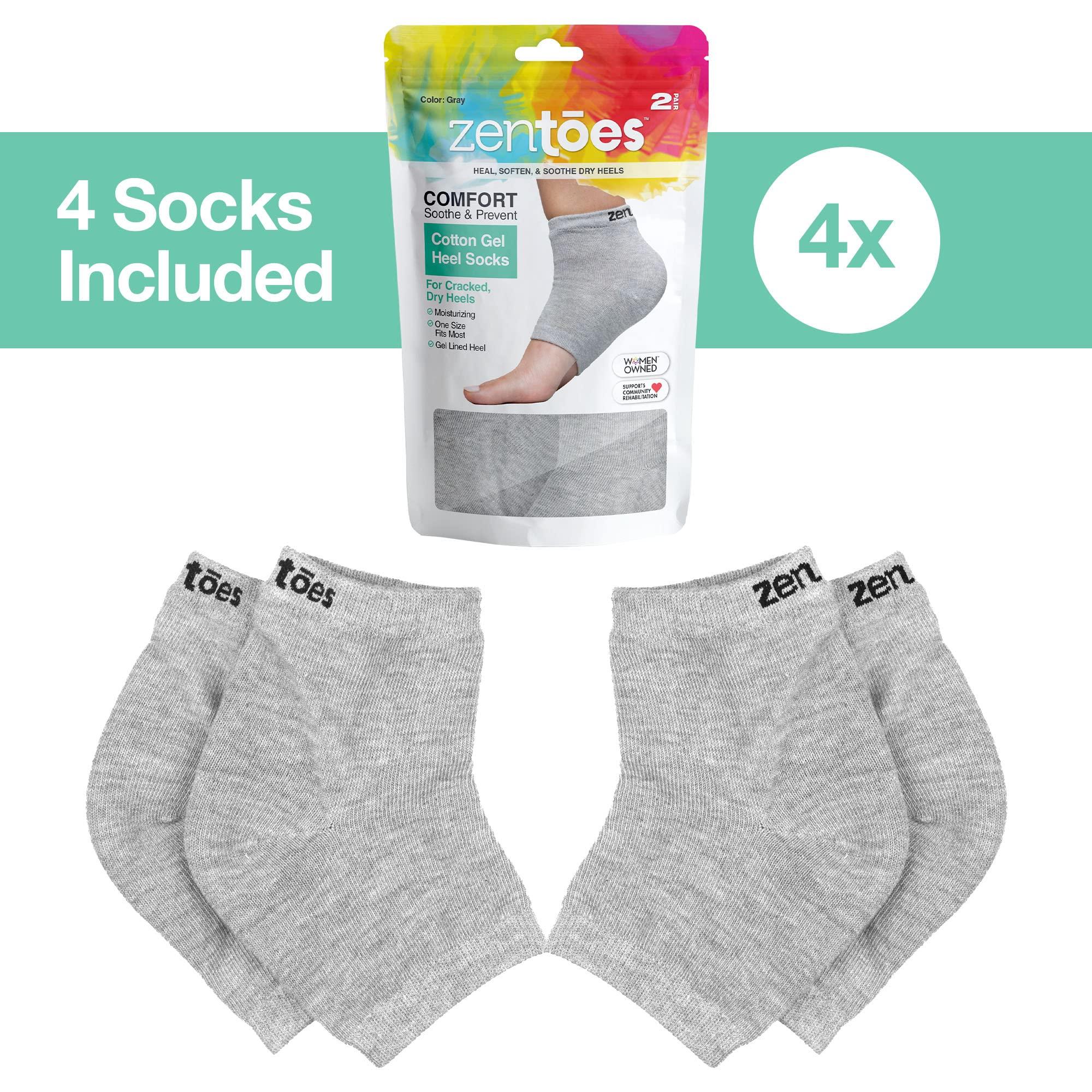 ZenToes ZenToes Moisturizing Heel Socks 2 Pairs Gel Lined Toeless Spa Socks to Heal and Treat Dry, Cracked Heels While You Sleep (Cotton, Gray)