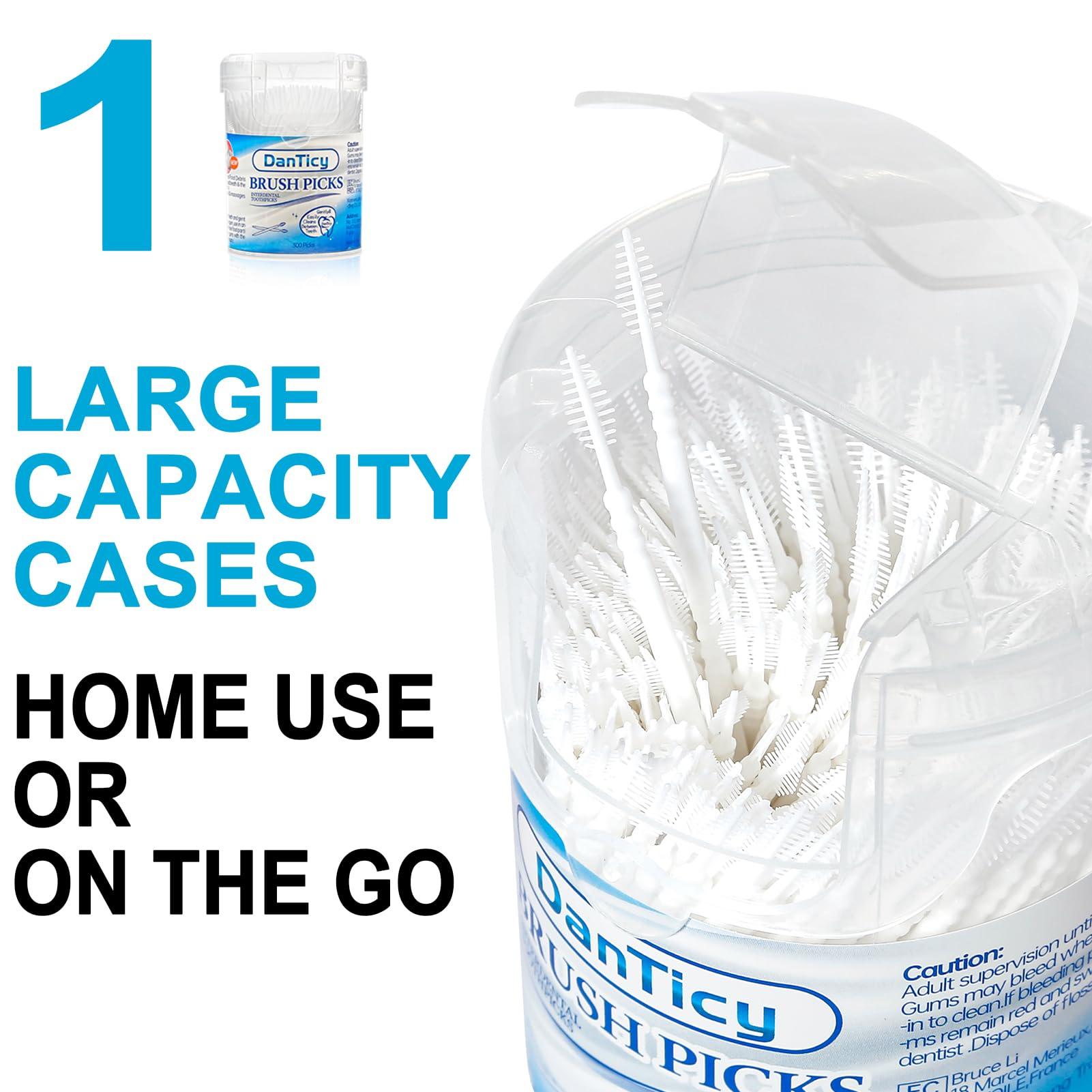 DanTicy DanTicy Adult Manual Brushpicks Interdental Toothpicks,Soft Bristle Dental Floss Picks Toothpicks,Helps Removes Plaque And Debris Between Your Teeth 300Pcs (Pack Of 1),White