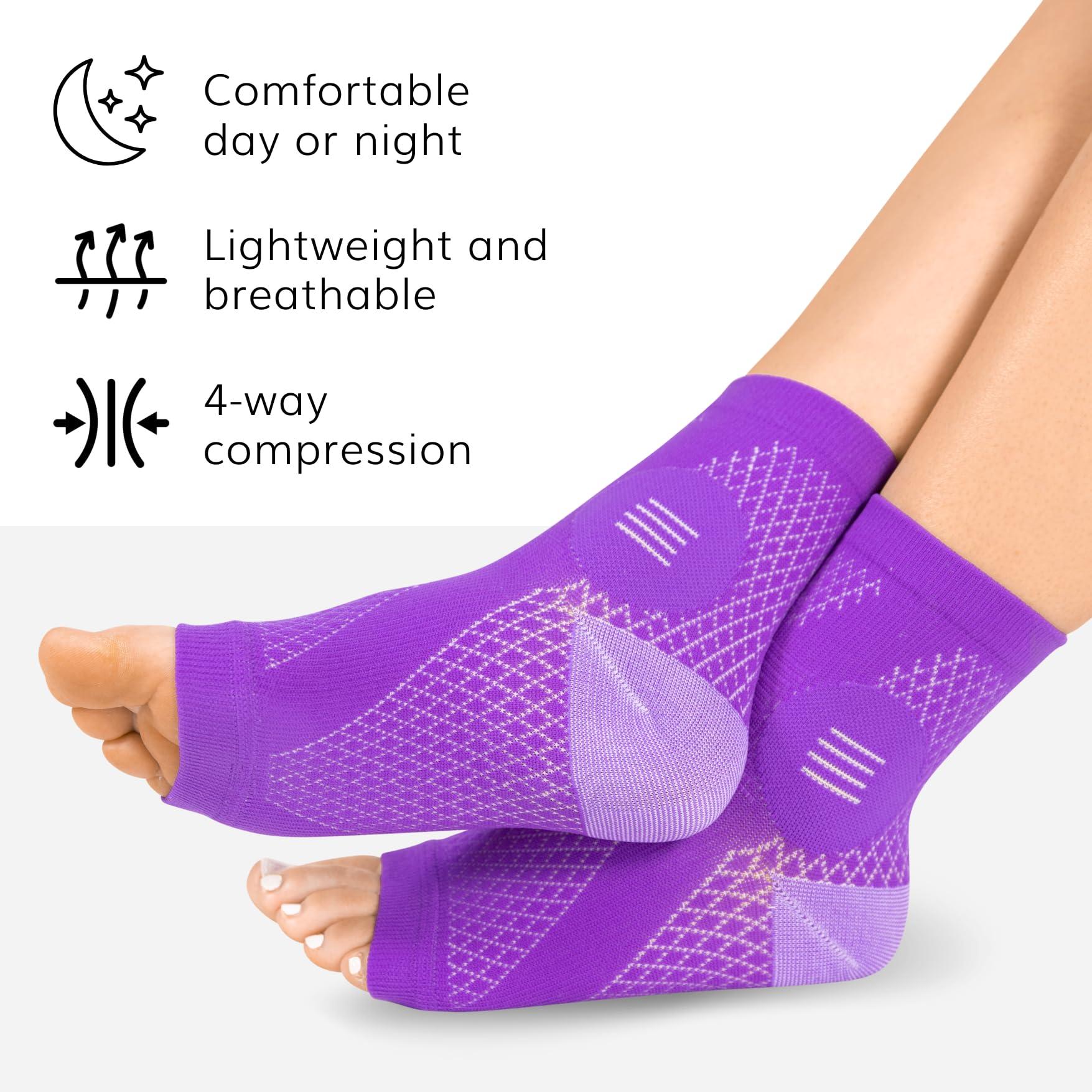 BraceAbility BraceAbility Neuropathy Socks for Women and Men - Toeless Compression Foot Neuropathy Socks, Peripheral Neuropathy Socks, Diabetic Neuropathy Socks, Arthritis Socks (XL - Purple)