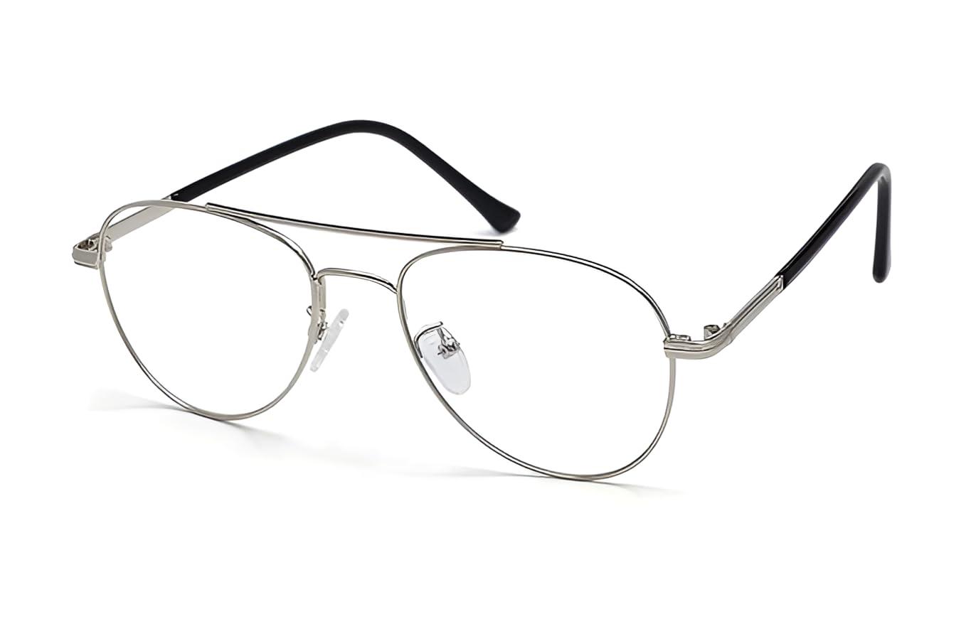 inak inak Aviator Blue Light Blocking Glasses For Men & Women, Eye Strain Protection From Computers, Tablets & Smartphones (Silver)