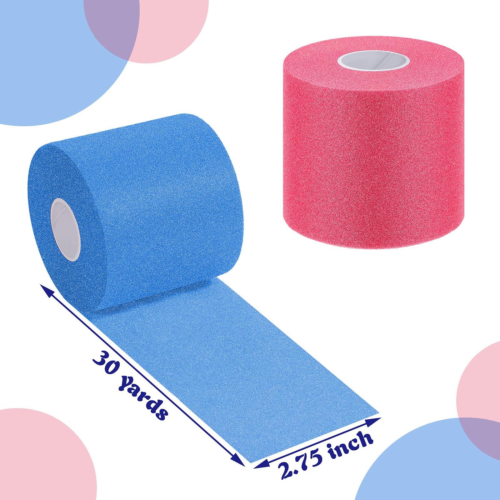 Nuanchu 4 Pieces Foam Underwrap Athletic Foam Tape Sports Pre Wrap Athletic Tape for Ankles Wrists Hands and Knees(Red, Blue,2.75 Inches x 30 Yards)