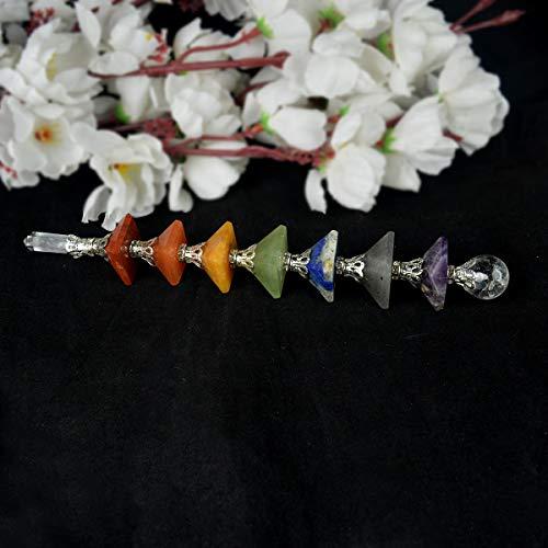 Reiki Crystal Products Reiki Crystal Products Natural 7 Chakra Healing Wand for Reiki Healing and Crystal Healing Stone Wends (Color : Multi)