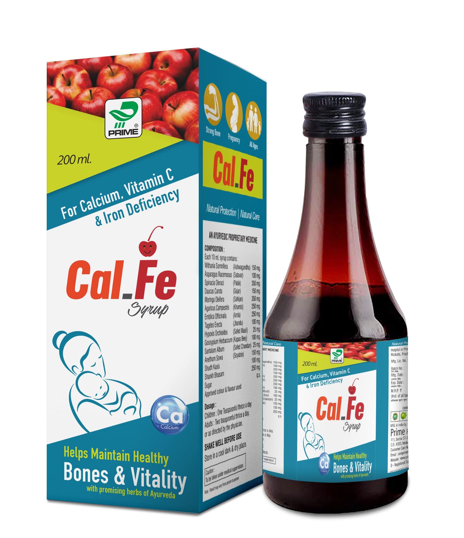 Prime Prime Cal-Fe Syrup is a natural source of Calcium, Vitamin C & Iron. Maintain bone health in Osteoporosis. Rapidly increases Mesenchymal stems which are responsible for bone forming Osteoblast. (2)