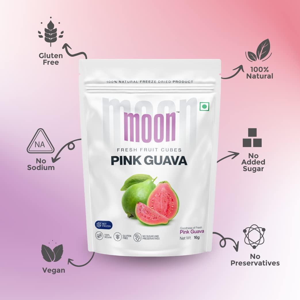 Moon Moon Freeze Dried Guava | No Preservatives, No Added Sugar, Healthy Dried Fruit | 100% Natural, Vegan, Gluten Free Snack for Kids and Adults | 16 g Pouch (Pack of 1)