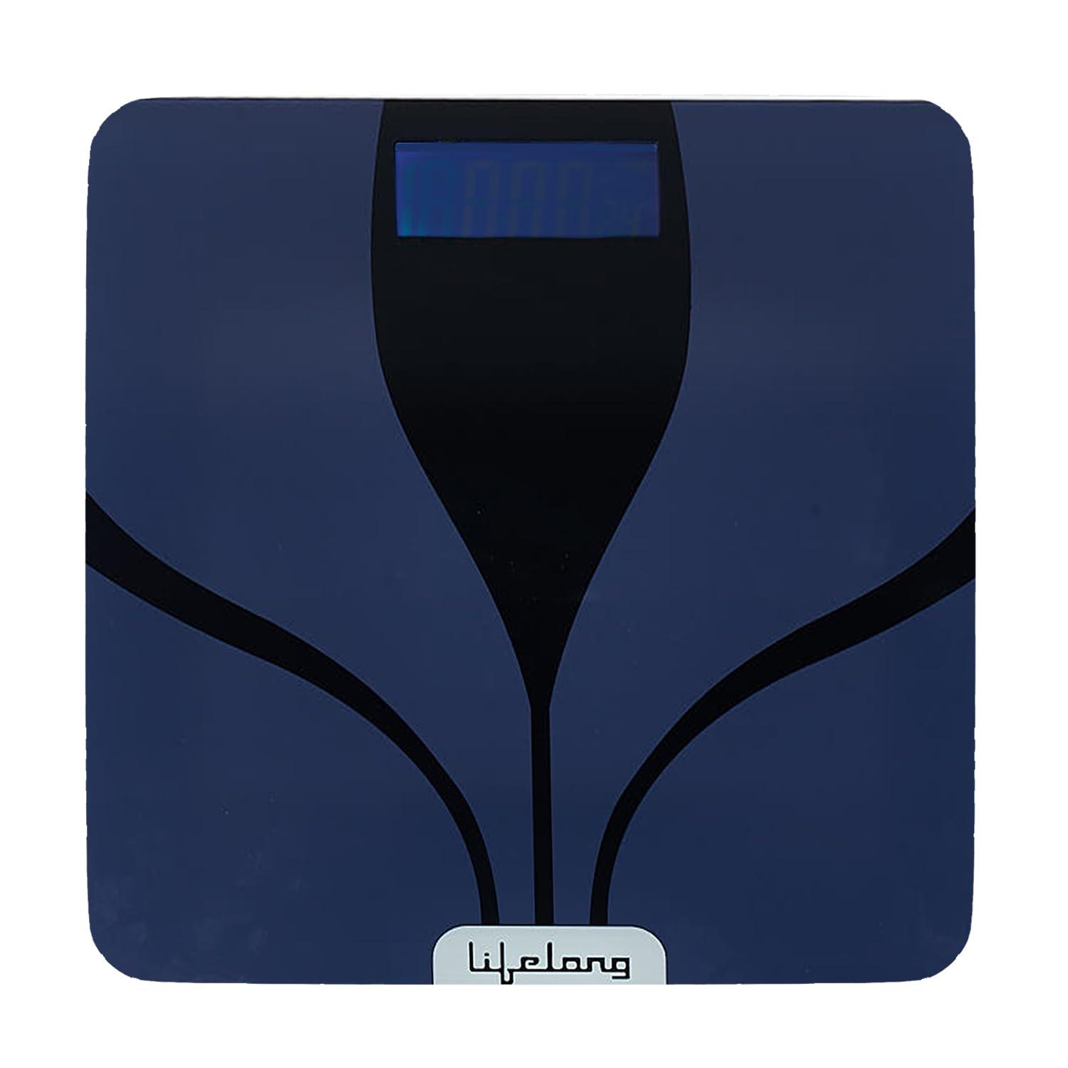 Lifelong Lifelong LLWS27 Digital Weighing Scale|Glass Weighing Scale Machine|Electronic Bathroom Scales & Weight Machine for Home & Human Balance Battery included (Blue)