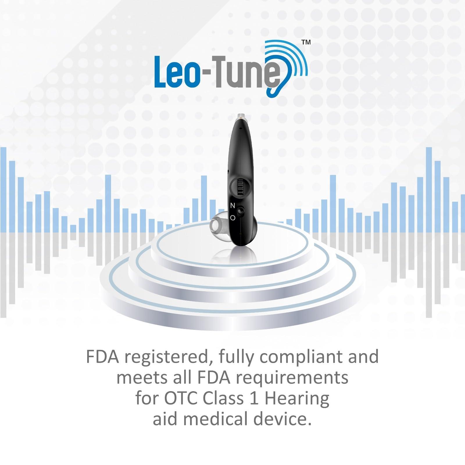 LEO-TUNE Leo-Tune OTC 12 Channel Rechargeable Hearing Aids (Not Amplifiers) Adjustable Volume Control Wheel, Right or Left Ear Compatible multi-channels noise reduction, more natural sound experience with 1 year warrenty (Black)