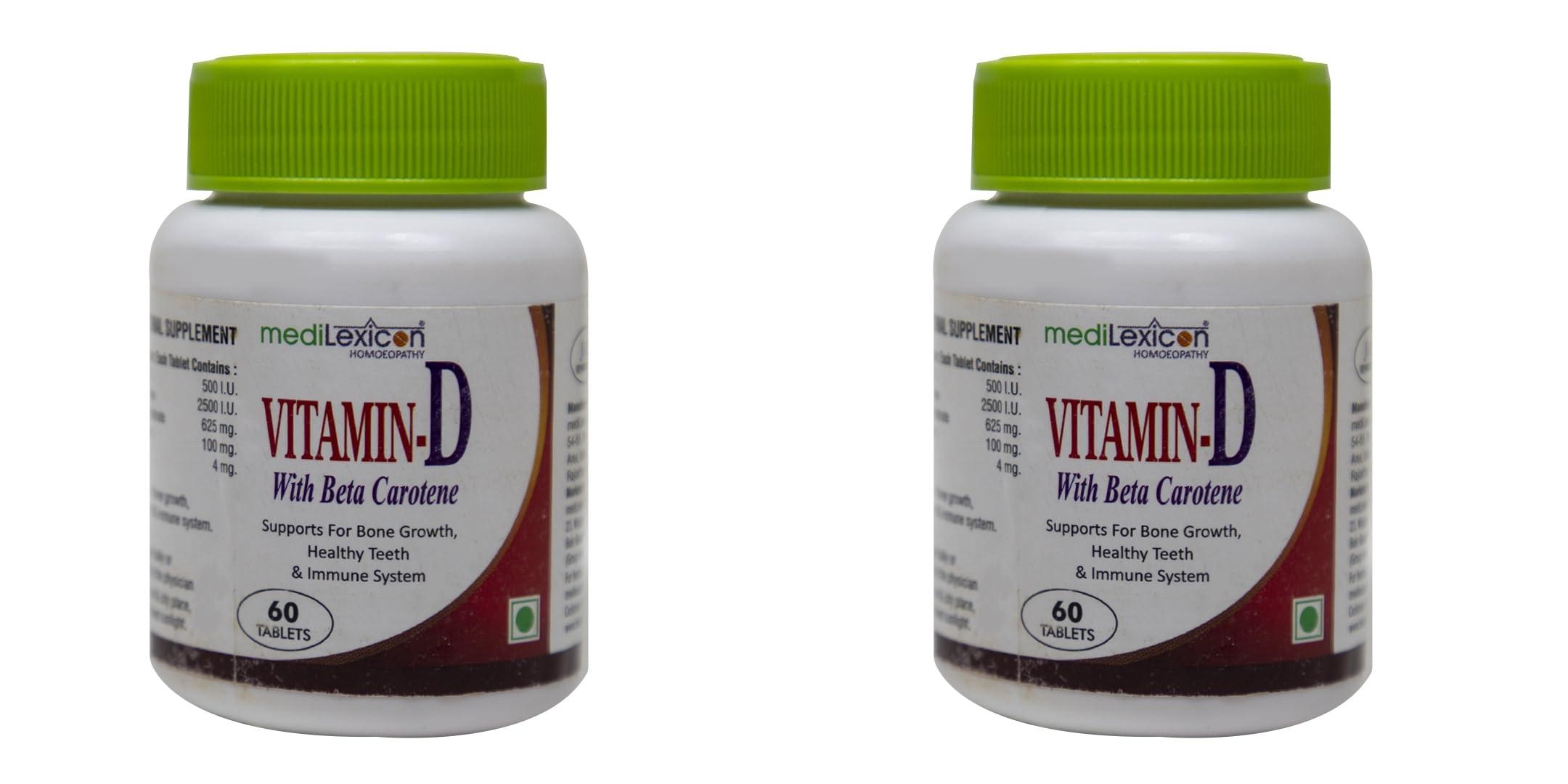 MEDILEXICON Medilexicon Vitamin D Tablets with Zinc & Beta Carotene for For Immunity, Muscle Bone Health And Prevention Of Chronic Diseases (60 tab) (pack of 2)