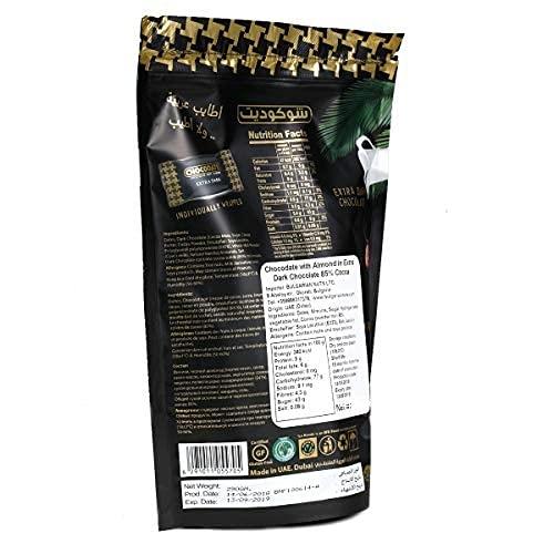 Chocodate Chocodate 85% Exclusive Real Extra Dark with Whole Almond Chocolate Pouch 100g