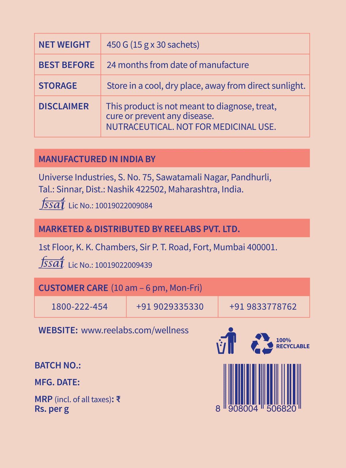 ReeLabs ReeLabs Wellness Strong Bones (OPOA) Pre-digested Protein for Bone, Cartilage & Joint Support - 30 sachets (15g each)