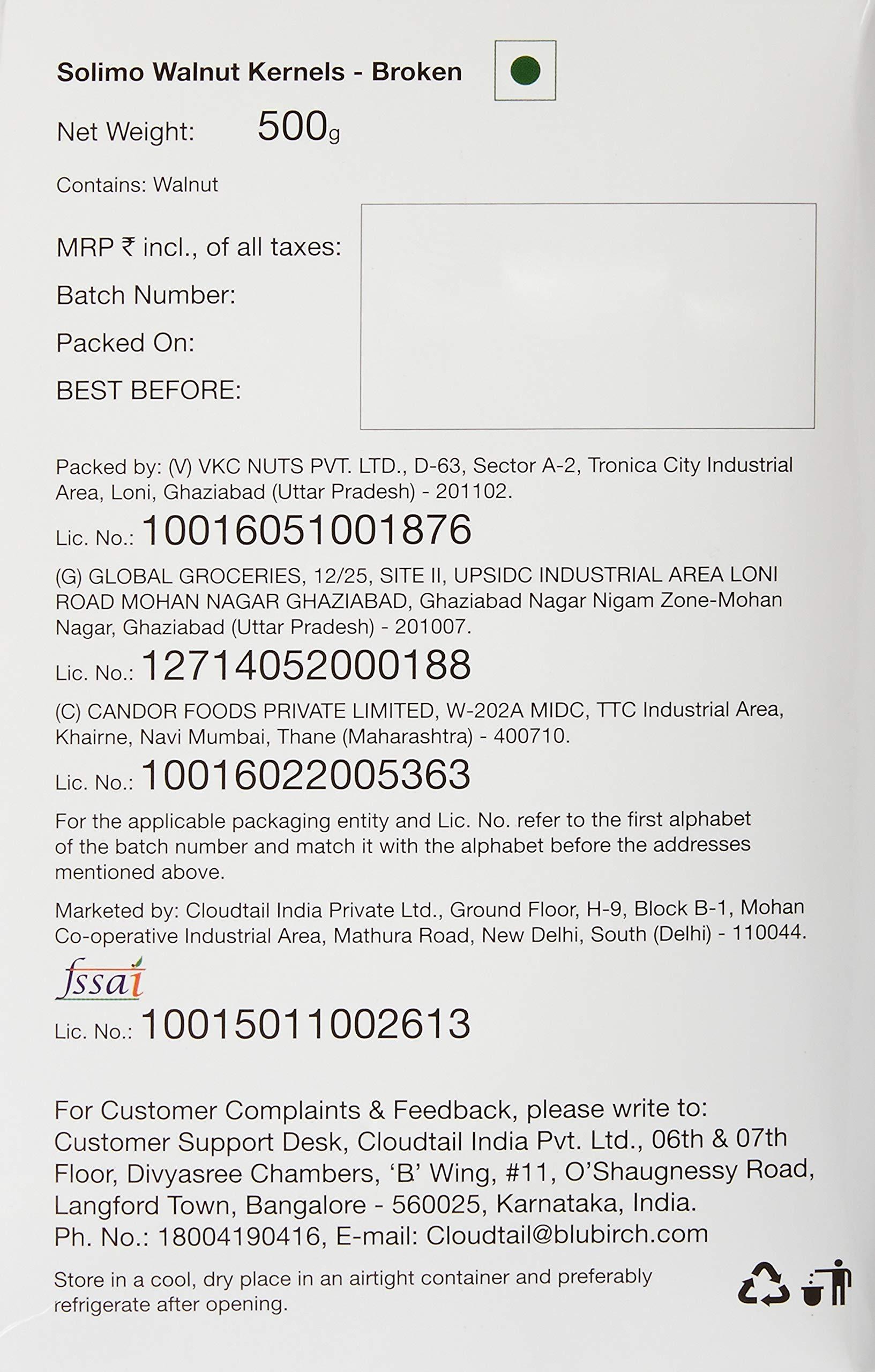 Amazon Brand - Solimo Amazon Brand - Solimo Premium Almonds, 500g + Amazon Brand - Solimo Premium Walnut Kernels - Broken, 500g