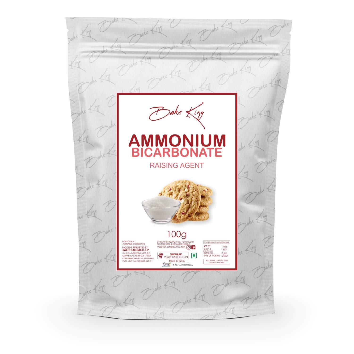 BAKE KING BAKE KING Ammonium Bicarbonate 100gm, Agent Biscuits Food Grade Hornsalt - Hartshorn Perfect for Baking (Cookies and Biscuits)