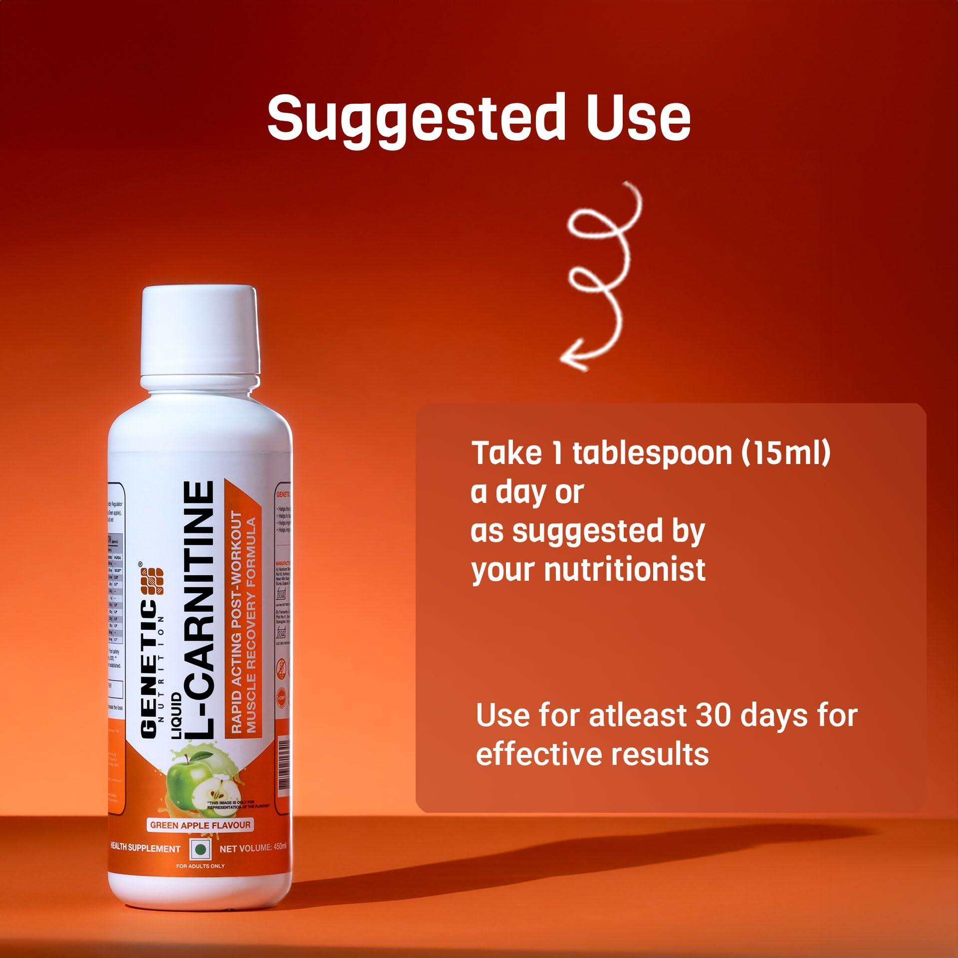 GENETICNUTRITION Genetic Nutrition Liquid L-Carnitine | Post-workout Muscle Recovery Formula | 450 ml