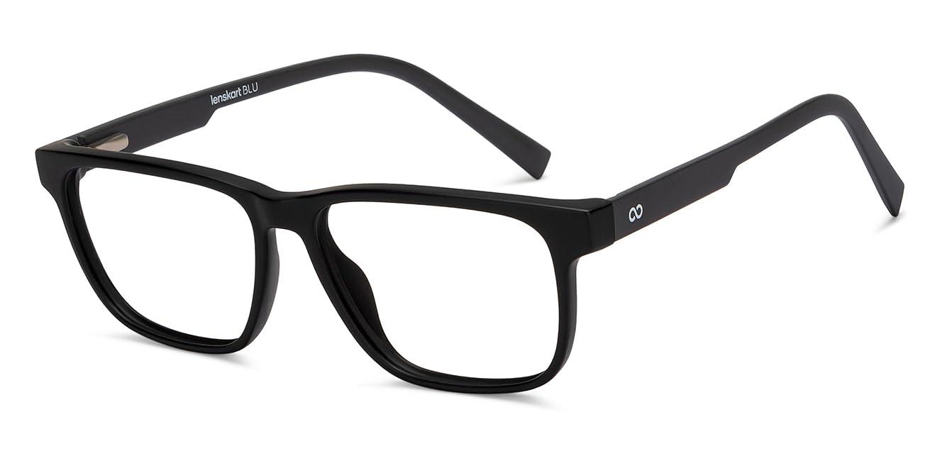 LENSKART BLU LENSKART BLU | Bluecut Computer Eyeglasses | Black Full Rim Square | For Men & Women | Small | LB E16223