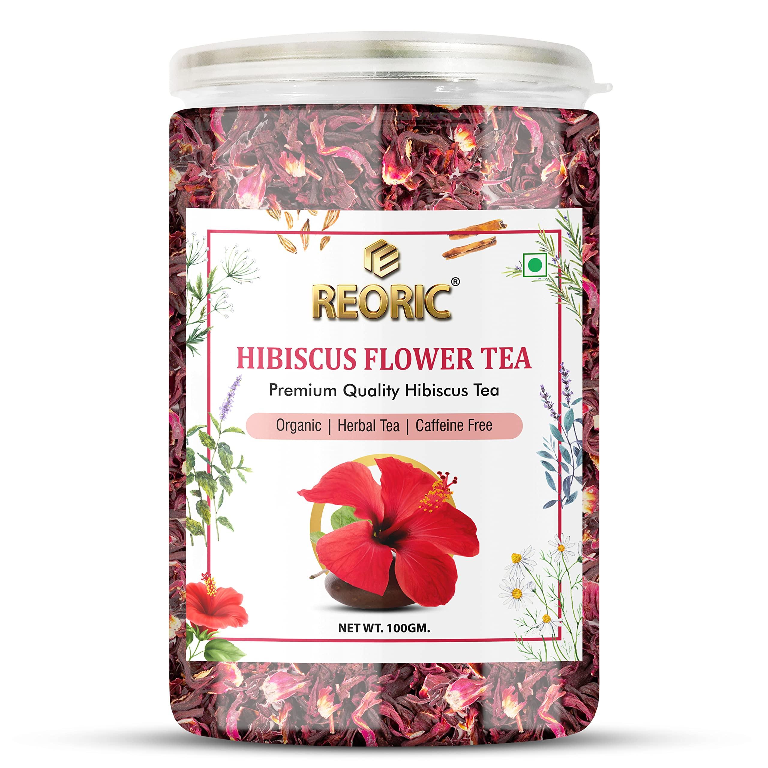 REORIC REORIC Organic Hibiscus Flower Tea- 100g | Premium Hibiscus Tea Leaves | 100% Natural Hibiscus Flower Herbal Tea Whole Leaf | Hibiscus Loose Tea | Use for Iced Tea | Improve Digestion