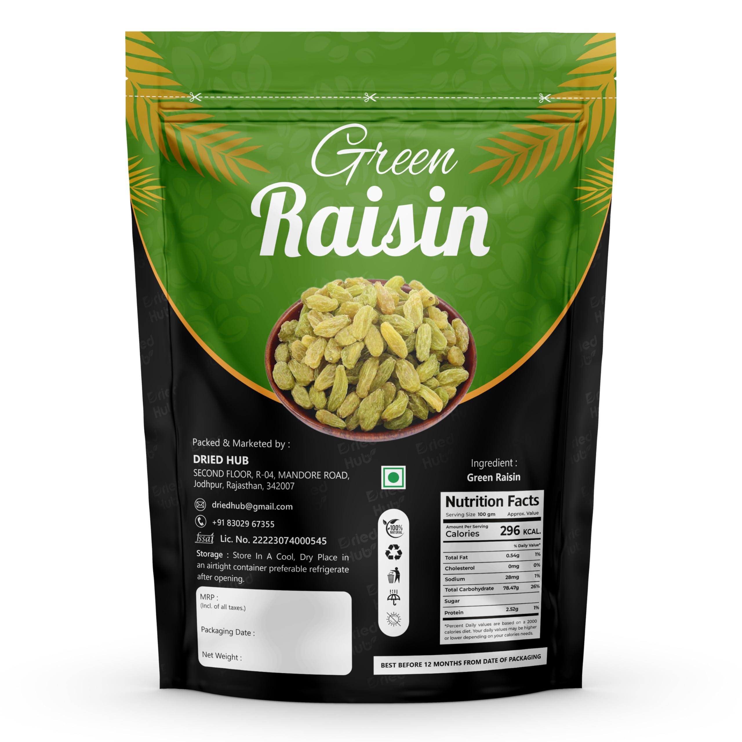 Dried Hub Dried Hub Green Raisin (Kishmish) High in Antioxidants, Naturally Sweet & tasty, 1Kg Pouch Pack