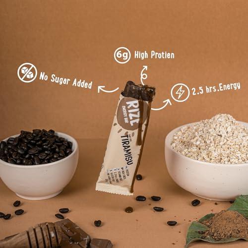 Rize RIZE Energy Bar|As Seen on Shark Tank India| 6g Protein Bar Caffeinated bars for post work out Snack, High Protein Bar with Zero added Sugar, Gluten Free Healthy Snack (Tiramisu-Pack of 6 Energy Bar)