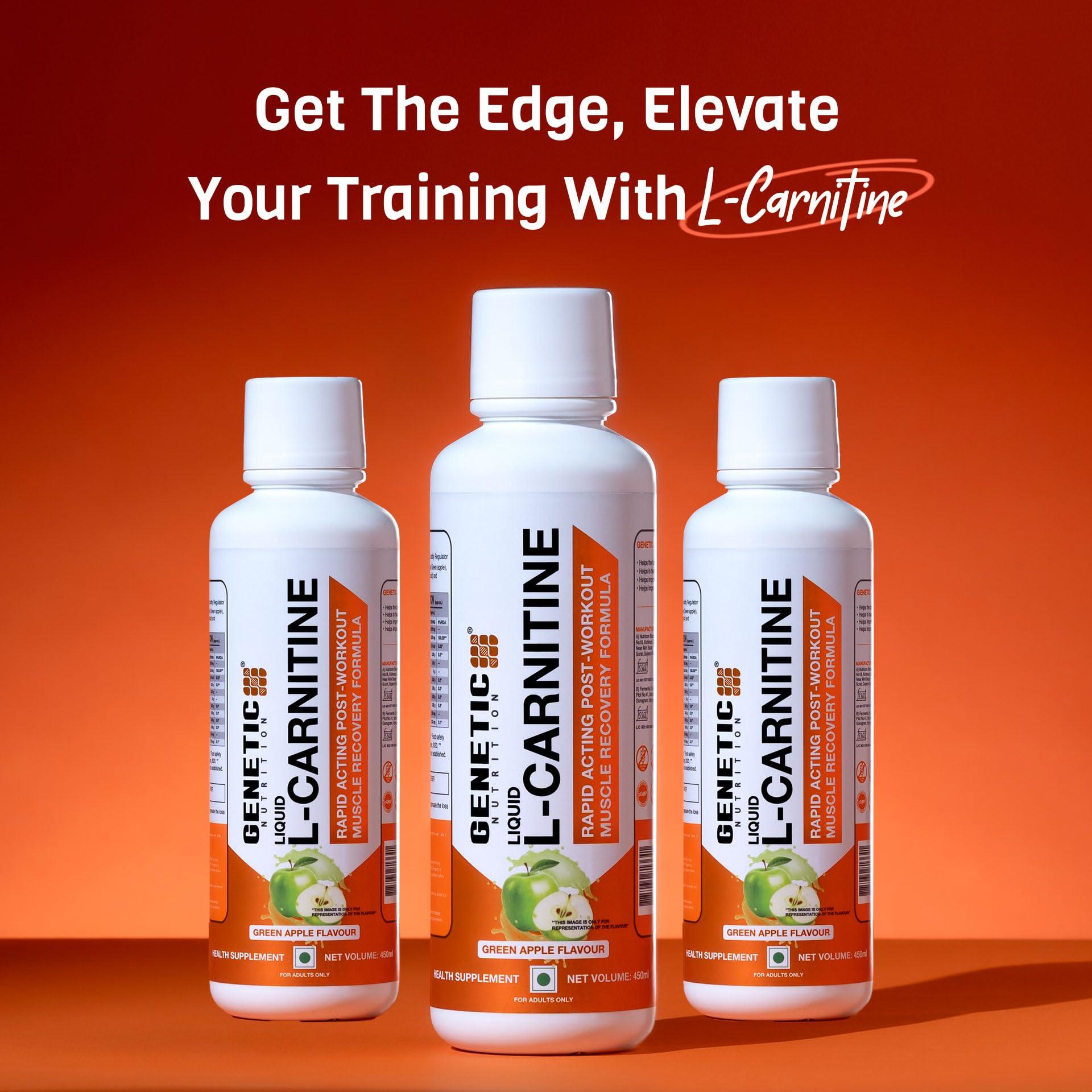 GENETICNUTRITION Genetic Nutrition Liquid L-Carnitine | Post-workout Muscle Recovery Formula | 450 ml
