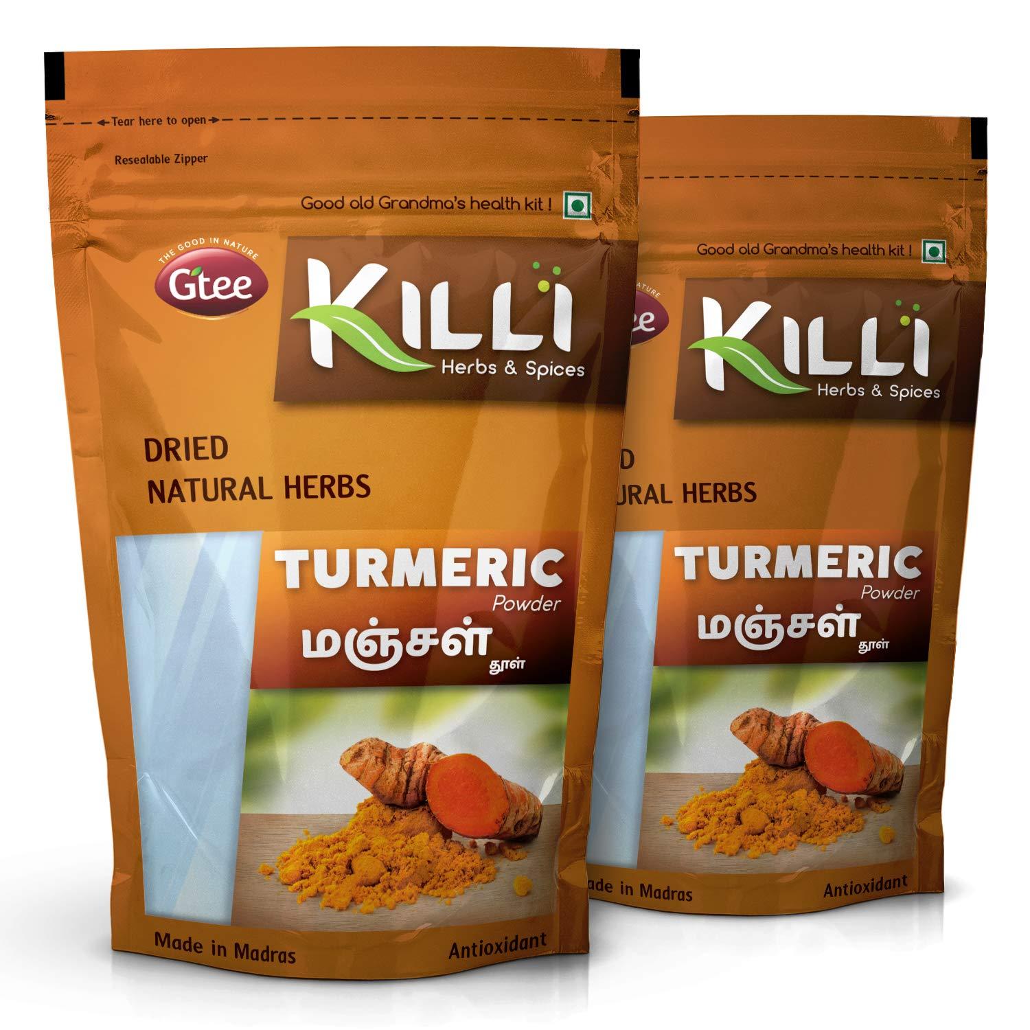 KILLI KILLI Turmeric | Manjal | Haldi | Pasupu | Curcuma longa | Arishina Powder, 100g (Pack of 2)