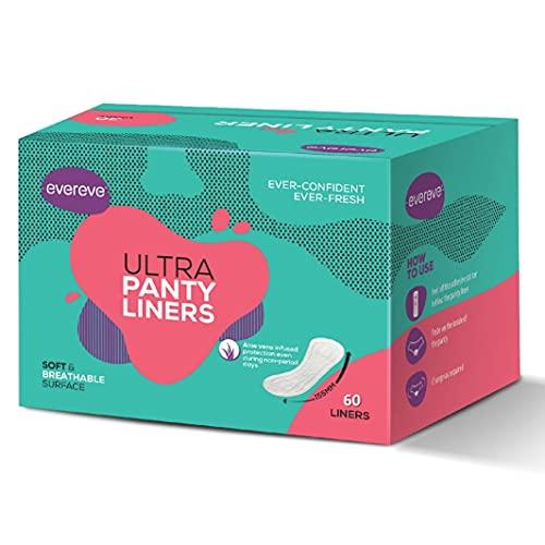 Evereve Evereve Anti Bacterial Panty Liners for Women For Protection Against Leakage, Discharge and Rashes with 8 hours Protection & Ultra Sanitary Napkin/Pad, XL 284mm, Pack of 60 Napkins (2 x 30)