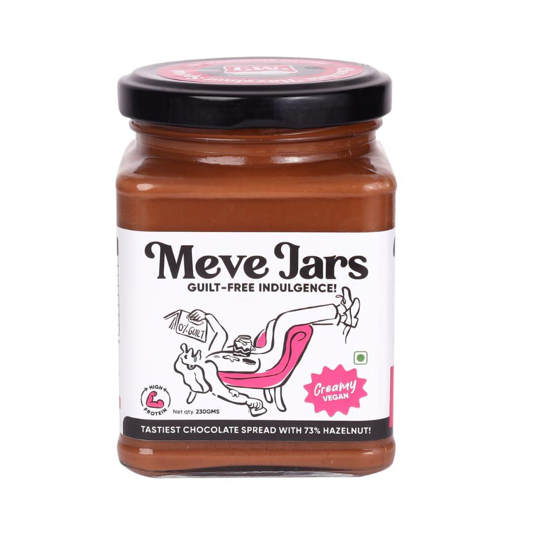 Meve Jars Meve Jars - Hazelnut Chocolate Spread | 230g | Vegan | No Preservatives | Gluten Free | High in Protein (Creamy)