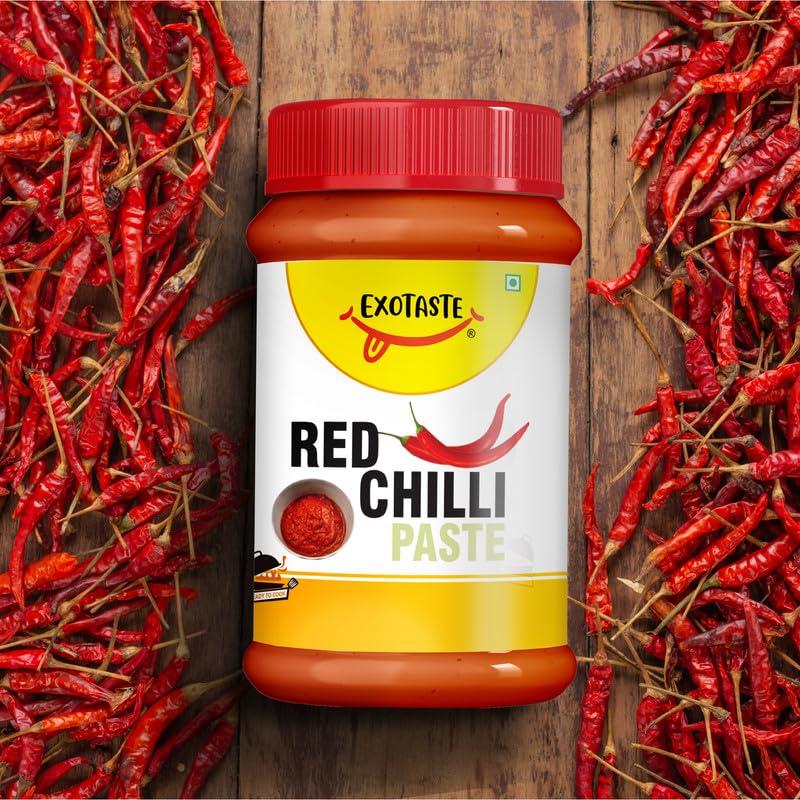 EXOTASTE Exotaste Premium Red Chilli Paste prepared from purely natural red chilli, ready to cook & to instantly add intense delicious spiciness to your food recipes (200 Gm)