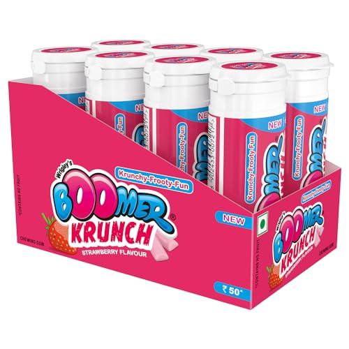 Boomer Boomer Krunch Chewing Gum | Strawberry Flavour Bubble Gum | Long-Lasting Taste & Fun | Pocket-Friendly & Easy to Carry Tube | Show Box Pack |230.4 g
