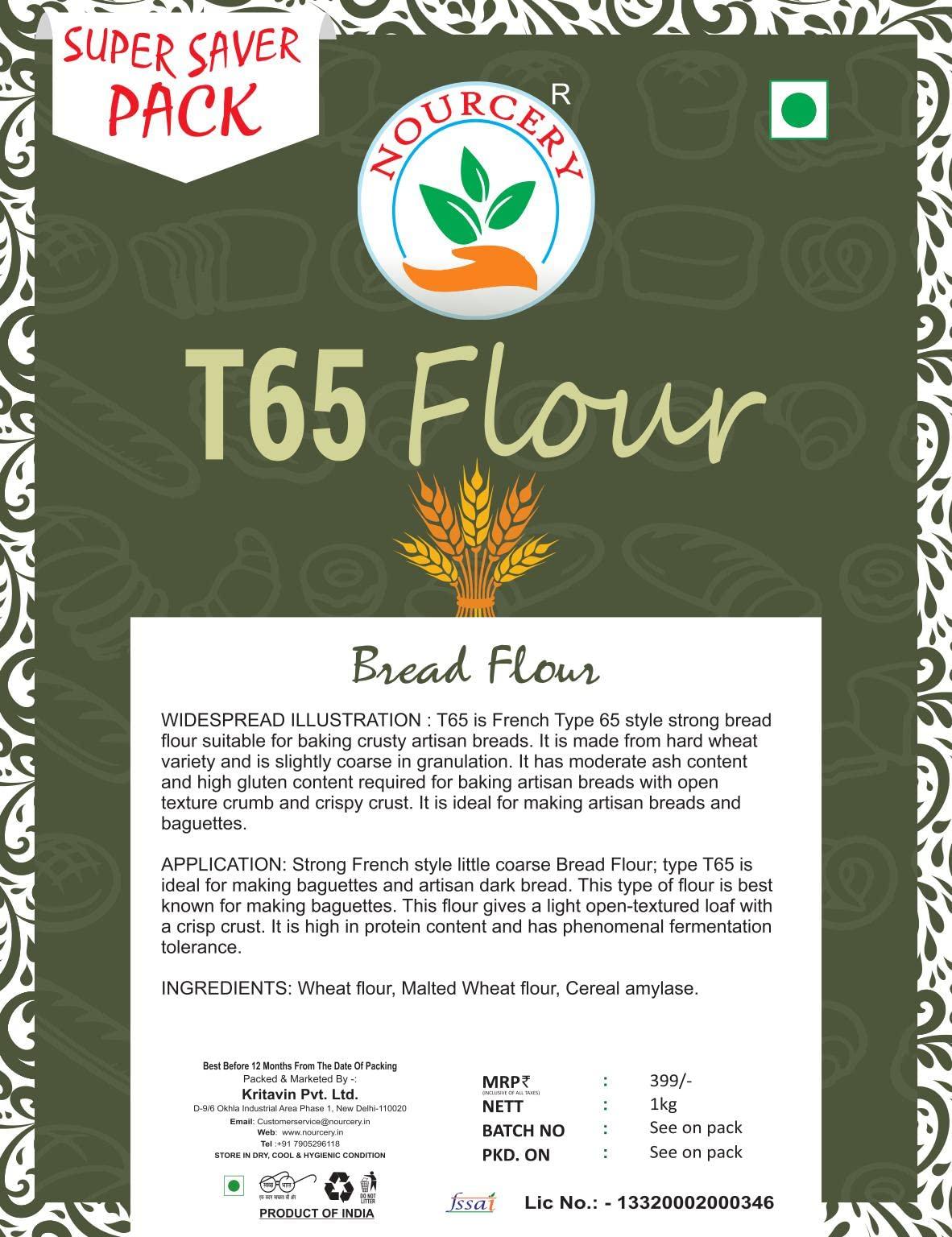 NOURCERY Nourcery French Style T65 Flour, 1Kg (Bread Flour)